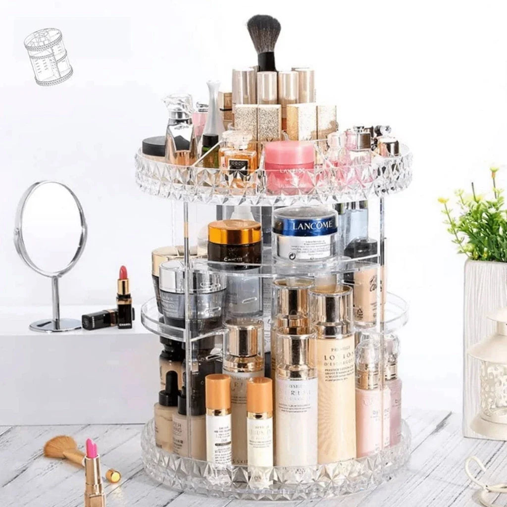 Crystal Spin Tower — Organizador Acrílico Giratório 360º