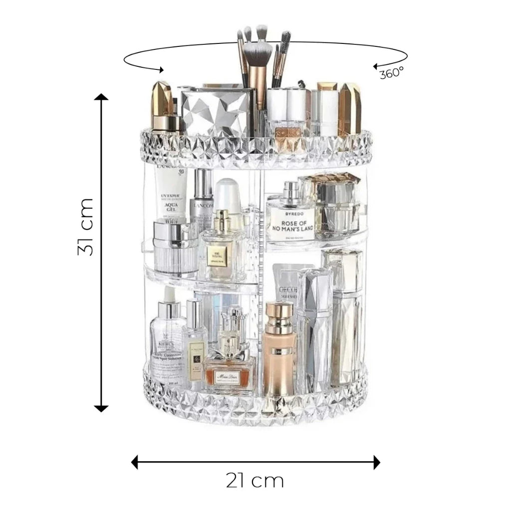 Crystal Spin Tower — Organizador Acrílico Giratório 360º