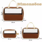 Crystal Lux Set — Trio de Necessaires Transparentes Premium
